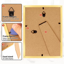 HOMERHYME 4x6 Picture Frames Set of 8, Gold Photo Frames for Gallery Wall Mounting or Table Display, Collage Frames with Clear Plexiglass for Home Office Decor