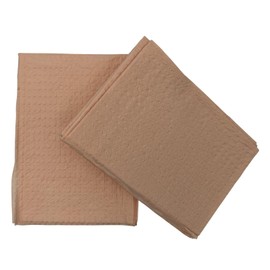 Disposable Dental Patient Waterproof Bibs 13"x18" with Poly Back, 3 Layer Bibs with Poly Back for Tattoo, Dental, Medical, Nail Tray or Table Covers (Peach) (Pack of 50)