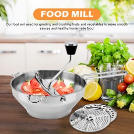EMVANV Food Mill Stainless Steel, Large Capacity Food Mill Potato Ricer with 3 Interchangeable Disks, Ergonomic Rotary Handle for Jams, Vegetable Purees, Fruits, Potatoes and Garlic