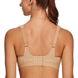 AGONVIN Sports Bras for Women High Impact Plus Size Support Wirefree Running Control Beige 36F