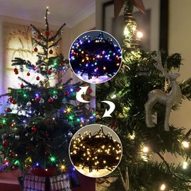 Twinkle Star Christmas String Lights, 66ft 200 LED Color Changing Tree Light Plug in 11 Modes Functions Warm White & Multicolor with Remote Timer, Connectable for Outdoor Indoor Xmas Party Decorations