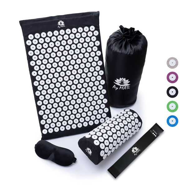 Acupressure Mat with Cushion Acupressure Set with Fitness Band Eye Mask & Carry Bag Shakti Mat Massage Mat for Back Pain Stress Neck Pain Migraine Tension