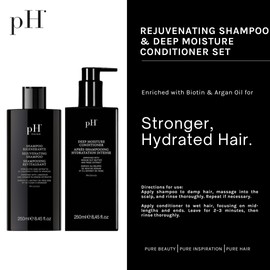 pH PURE HAIR Rejuvenating Shampoo & Deep Moisture Conditioner Set | For Hair Loss & Thinning Prevention | Intense Hydration for Dry, Damaged Hair | 8.45 Oz (Pack of 2)