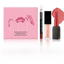 Tiejdhr Matte velvet Lipstick + Lip Liner + Moisturizing Lip Oil Set, One Step Lips Makeup Kits Pigment Velvety Nude Lip Stain Waterproof Long Wear Lip Gloss Make up Gift Set (Set B)