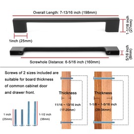 KOOFIZO Wide Foot Cabinet Bar Pull - Brushed Nickel Modern Solid Handle, 6.3 Inch/160mm Screw Spacing, 10-Pack for Kitchen Cupboard Door, Bedroom Dresser, Wardrobe Hardware