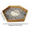 i-LAN 17”Extra Large Hexagonal Rattan and MOP Woven Basket Tray,