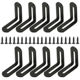 Yharnamite 10 Pcs Adjustable L-Shape Corner Brace with 20 Pcs Screwst, Shelf Bracket, Heavy Duty 90 Degree Corner Fastener Brace Support Stainless Steel Right Angle Fixer for Wood Furniture (Black)