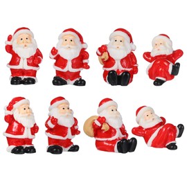 Cabilock 12pcs Lovely Santa Claus Statue Ornament, Mini Christmas Santa Claus Figure Bulk Ornament Micro Landscape Decorations Resin Christmas Santa Ornaments for Xmas Party Supplies