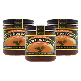 Better Than Bouillon Premium Lobster Base, Made from Select Cooked Lobster & Spices, Makes 9.5 Quarts of Broth 38 Servings, 8 Ounce (Pack of 3)