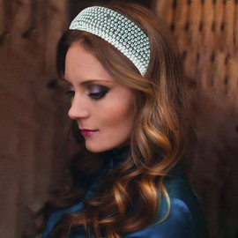 Padded Hairbands Sparkly Glitter Bling Pearls Headband Fashion Beaded Head Band for Girls Wide Hair Hoops 26925