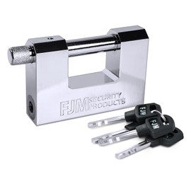 FJM SPSA60-KA D-Style High Security Padlock, Home Improvement Anti Theft Trailer Lock, Bike Lock, & Door Lock. Also for Outdoor Storage Shed, Includes Master Lock Set, Keyed Different, 2 3/8" (60mm)