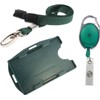 3 Piece ID Badge Set Green Includes Metal Lobster Clip