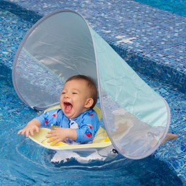 Swimava G6 Tummy Ring with Canopy (Age 3-24 Months) - Safe, Inflatable Baby Swim Trainer, Easy-to-Use Toddler Float, Water Play & Swim Skills Development Aid for Infants (Yellow Duckie v2)