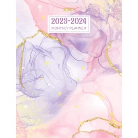 2023-2024 Monthly Planner: 2 Year Calendar, Large 24 Months Jan 2023 - Dec 2024 with Federal Holidays - Multicolor Marbel Print Cover