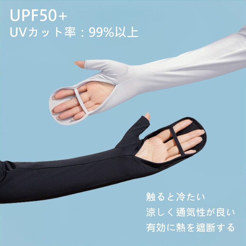 [HTPARY] アームカバー UV セット（顔カバー付き） 接触冷感 UPF50+ 日焼け防止 レディース 夏用 ロング丈