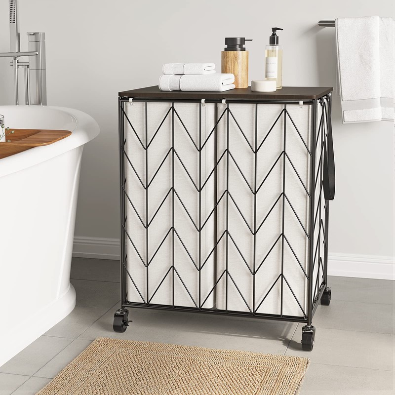 WOWLIVE Laundry Basket with Wheels, Heavy Duty Laundry Hamper with