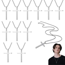 Cross Necklace Set for Men – 12 Pack Alloy Pendant Chains – Black Faith Jewelry – 23.6 Inch Length – Ideal Gift for Holidays, Parties, Daily Wear