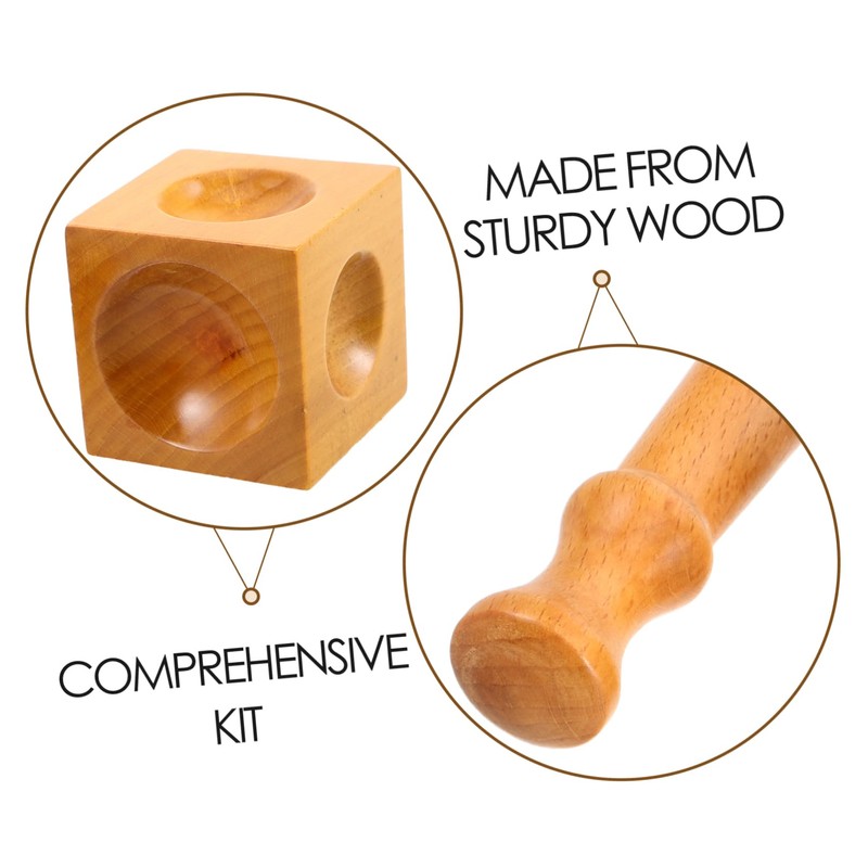 LIFKOME 1set Wooden Dapping Blocks and Punch Tool Jewelry Making