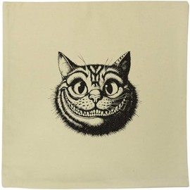 Azeeda 40cm x 40cm 'Grinning Cheshire Cat' Canvas Cushion Cover (CV00045972)