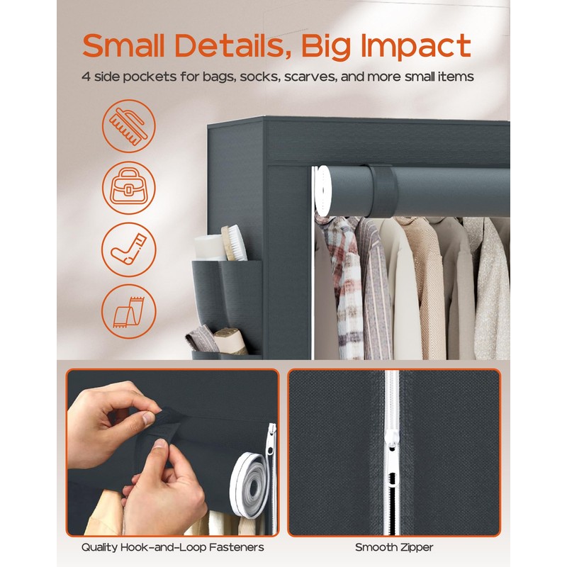 CASAMAYA Clothes Rack, Portable Closet, 81.5 Inch Large Capacity Wardrobe