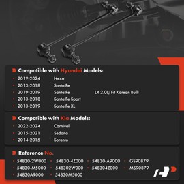 A-Premium 2 x Front Sway Bar Links Stabilizer Bar Links, Compatible with Kia Sorento 2014-2015, Sedona 2015-2021, Carnival & Hyundai Santa Fe 2013-2019, Nexo 2019-2024, Santa Fe Sport XL