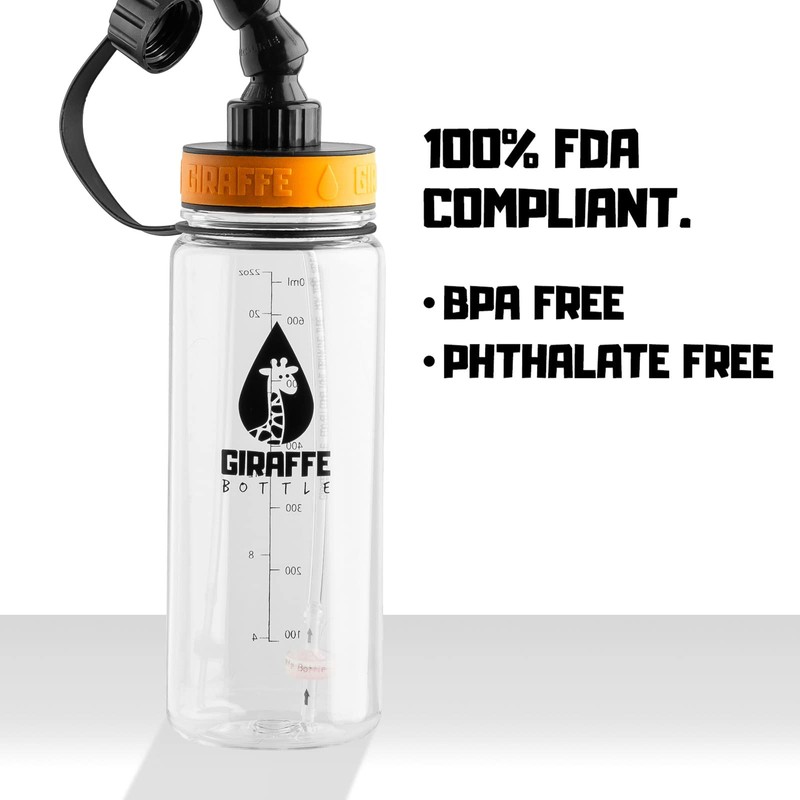 Giraffe Bottle Tower Hands Free Drinking System, Clear Tritan Bottle