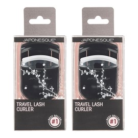 JAPONESQUE Go Curl - Rizador de pestañas de viaje, 2 unidades, perfecto para uso sobre la marcha, con almohadilla de pestañas extra suave y suave, color negro