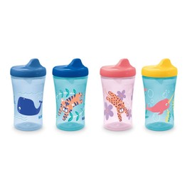 NUK First Essentials Hard Spout Sippy Cup, 10 Ounce, 4 Pack (Assorted-Aquatics)