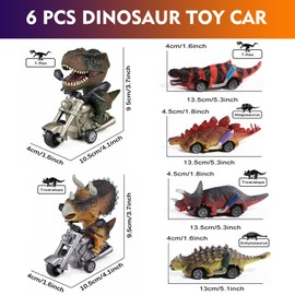 Xbnmex Dinosaur Car Toy, 6 Piece Carts Toys for Kids, Dinosaur Sliding Motorcycle Toy, Dinosaur Car Gifts for Boys and Girls 2 3 4 5 6 7 Years Old