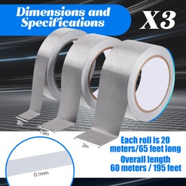 Amylove 3 Roll Tape Double Conductive Fabric Tape Cloth Tape Conductive Adhesive Tape Roll(1in x 65ft, 1.5in x 65ft, 2in x 65ft)
