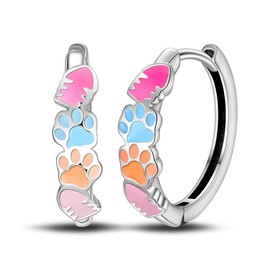 QIKAOLA 925 Sterling Silver Hoop Earrings for Women and Girls, Colourful, Small Hoops, Huggie Earrings, Hypoallergenic