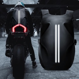 HYC00 Motorcycle Backpacks for Men Women Waterproof Motorbike Helmet Bag,Motorbike Accessories,Reflective Motorcycle Helmet Backpack,Laptop Rucksack,Travel Riding Backpacks,Student School Bags,Black L