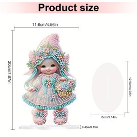 Tontut Diamond Painting Desktop Decorations, Flower Picking Genie 5D DIY Special Diamond Art Decoration Set for Adults, Office Desktop or Christmas Holiday Display Crafts