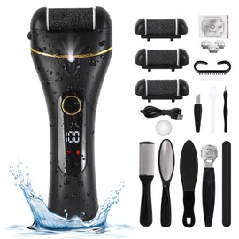 Electric Callus Remover for Feet, Rechargeable Foot Scrubber Dead Skin Removal Pedicure Tools, Portable Foot File Kits with 3 Roller Heads for Professional, Home, Travel