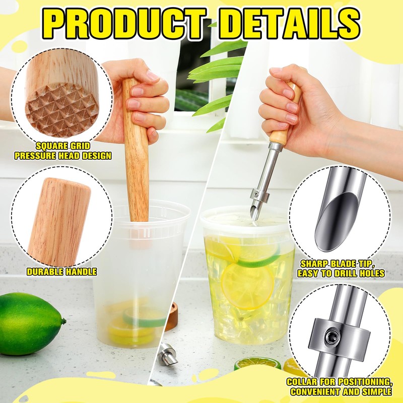 Lasnten 5 Pack Lemonade Stand Supplies Kit Straw Hole Punchers