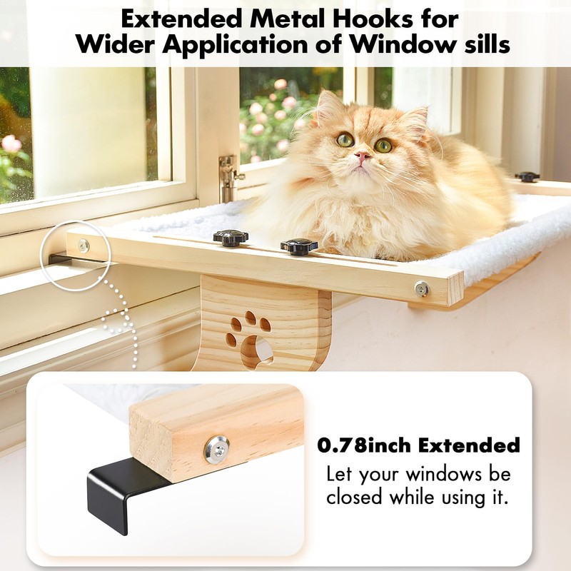 AMOSIJOY Cat Sill Window Perch Sturdy Cat Hammock Window Seat