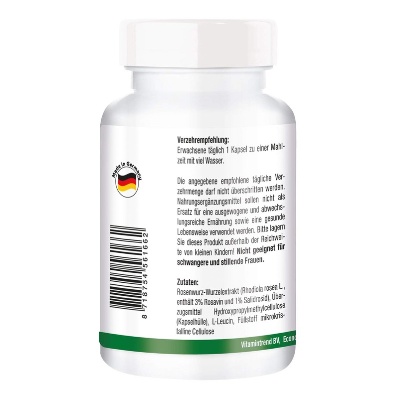 Rhodiola Rosea Extract 500 mg - 180 Capsules - Vegan