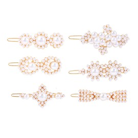 Artificial Pearl Barrette Bobby Pin for Women - Numblartd 6Pcs Sweet Elegant Alloy Side Clip Hairpin Hair Clips Hair Accessories for Wedding Bride Bridesmaid