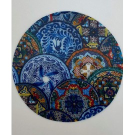 Andreas Silicone Jar Opener, Fiesta Plates – 6.25" Non-Slip Lid Gripper & Garlic Peeler, Dishwasher Safe, Multi-Use, Durable Silicone & Fabric, Made in the USA, JO-380