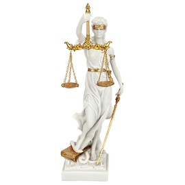 Design Toscano Themis Blind Lady of Justice Statue Lawyer Gift, 13 Inch, Bonded Marble Polyresin, White