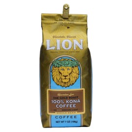Lion Coffee 24K Gold Roast 100% Kona Ground Coffee, Medium-Light Roast, A Taste of Aloha - 7 Ounce Bag