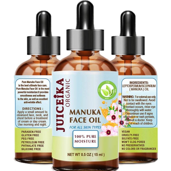 MANUKA OIL Australian 100% Pure Moisturizer. Antioxidant, Anti-Aging, Healing Face Oil 0.5 Fl.Oz. - 15 ml by Juiceika