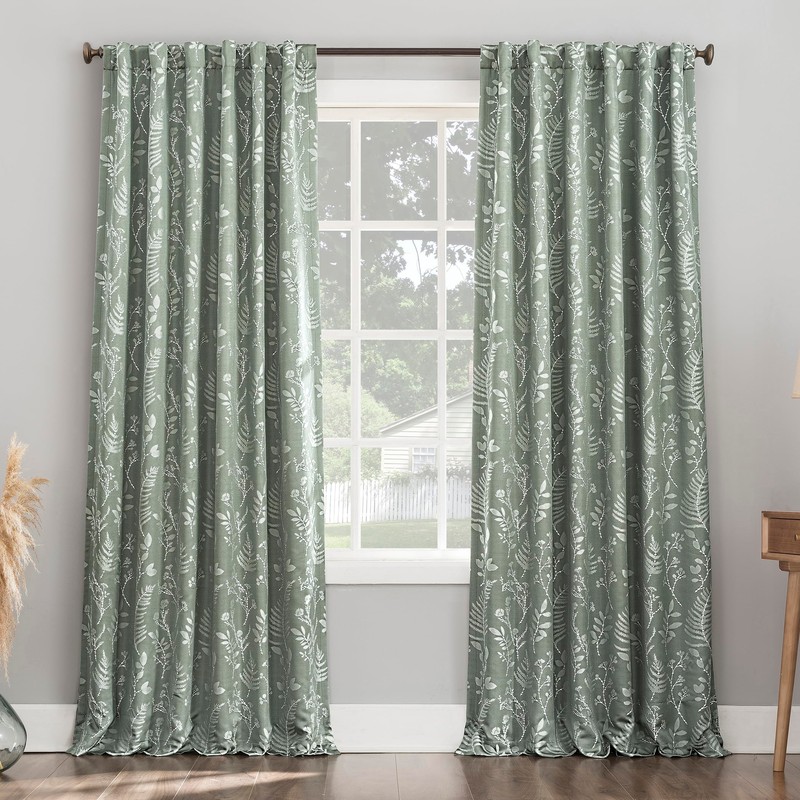 Sun Zero Ambridge 2-Pack Embroidered Botanical Leaf Pleated Look 100%