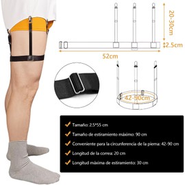Ausein Sujetador de Camisas para Hombre, 1 Par Tirantes de Pierna para Camisa Con Antideslizante Abrazaderas de Bloqueo, Sujetadores para Camisa Ajustables Elásticos, Shirt Stays para diario y trabajo