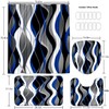 Nkzply 4 Pcs Blue Shower Curtain Black Bathroom Sets with