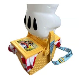 D Parks Toon Town Picnic Basket Popcorn Bucket, Yellow Woven Design with Mouse Handle, Collectible