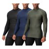 DEVOPS 3 Pack Men's Athletic Turtle Neck Long Sleeve Compression