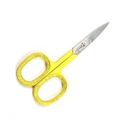 ComDent Cuticle Nail Scissors for Manicure Pedicure for Personal and Professonal Grooming (Yellow Ring - Curved)