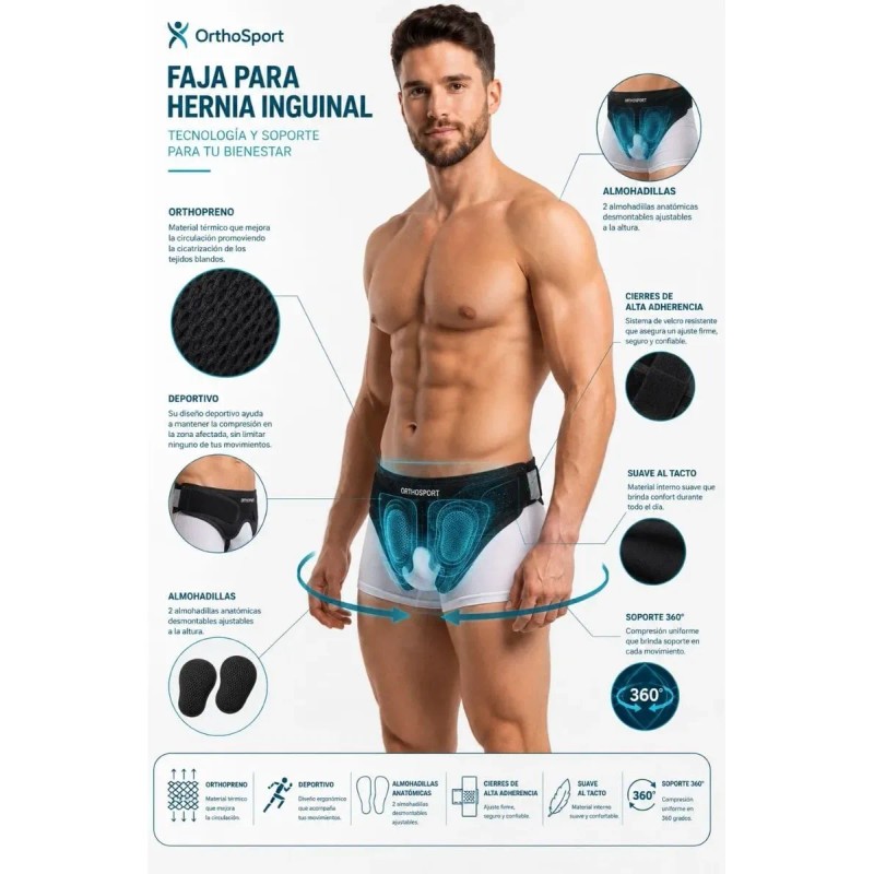 Faja Hernia Inguinal Soporte Ingle Bilateral Unixes Ajustabl