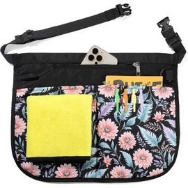 Server Apron for Women with 5 Pockets,Quickly Put on and Take off Waitress Aprons,Work Apron for Bartender Barista - Color: Peony